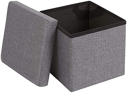 Image of ABTRIX WITH AB Fabric Folding Organizer Storage Ottoman Bench Footrest Stool Coffee Table Cube,Camping Fishing Toys Chest Stool,Quick&Easy Assembly,22L Capacity,Padded (30X30X30 Cm,Light Grey)