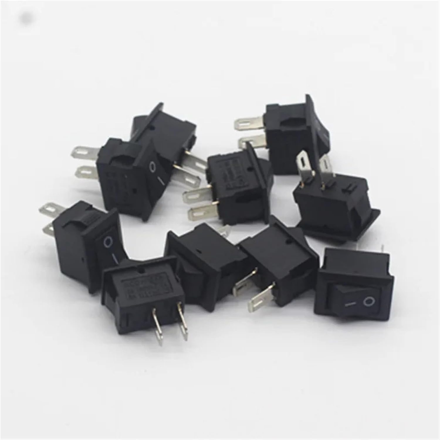 Push Button Switch 10x15mm SPST 2Pin 5A 250V KCD11 Snap-in On/Off Rocker 10/30/50/100Pcs(B,30pcs)