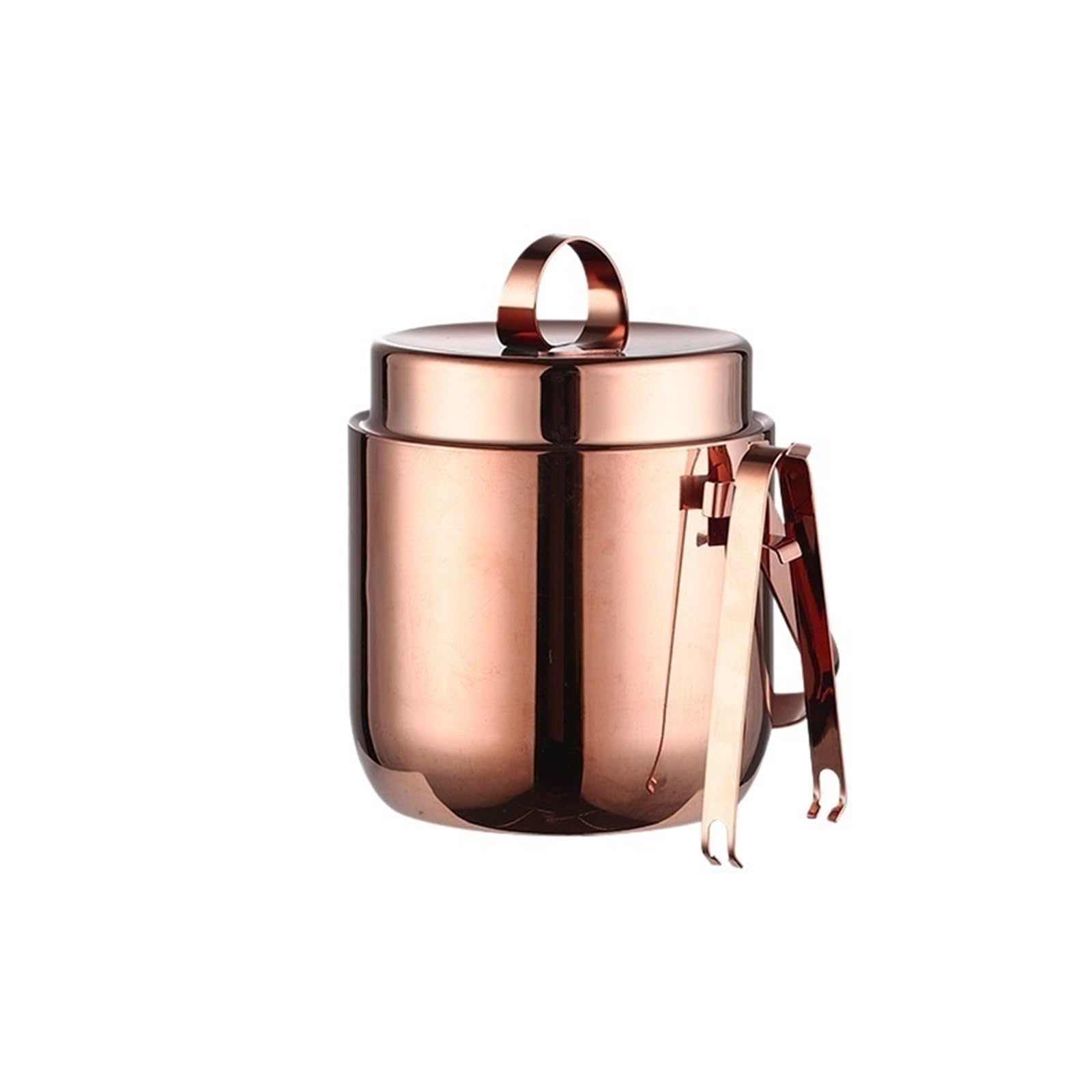 Cubitera Cubitera de Acero Inoxidable Doble Capa con Tapa y Pinzas for Hielo for Bar Fiestas Cubitera para Botellas(Rose Gold)