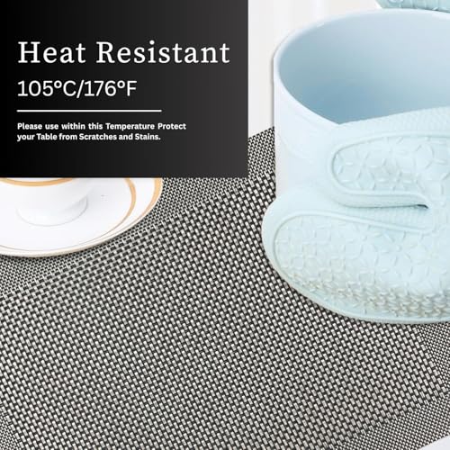 Image of Amazon Brand - Umi PVC Vinyl Box Design Placemat ST0000434 - Heat Resistant, Wipe Clean, Anti-Skid Table Mats for Dining Table, KitchenHome Decor (30x45 CM Black Set of 4)