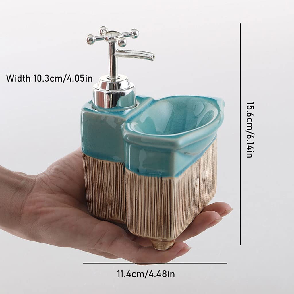 Dispensador de jabón, Botella de loción cerámica Recargable Ducha Cocina/baño(Brown)