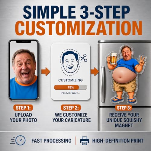 Custom Face Squishy Belly Fridge Magnet, Funny Dad BOD Magnet Gift for Dad Husband Grandpa, Personalized Photo Acrylic Magnet with Soft Silicone Belly for Refrigerator Kitchen Office (Style 1) — view 3
