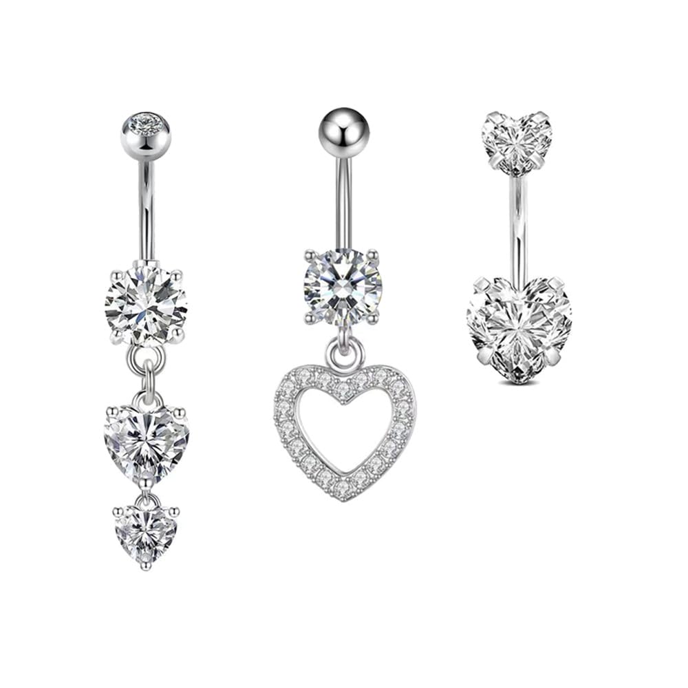 ViojrllyPiercing para el ombligo, Anillo para el ombligo de acero inoxidable para mujer, Juego de piercing para el ombligo con bola de cristal dorada y plateada, Joyas para piercing en el ombligo para mujer