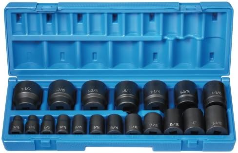 Grey Pneumatic (1719) 1/2" Drive 19-Piece 12-Point Standard Length Fractional Socket Set