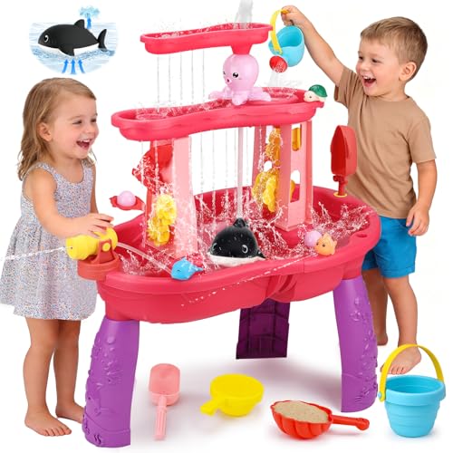 Lypsochaat Table d'eau Exterieur Enfants, Jeux d'eau Exterieur pour Enfant, Jouets Activité d'Été Jardin Plage, Jouet Extérieur Jeu d'eau pour Garçons et...