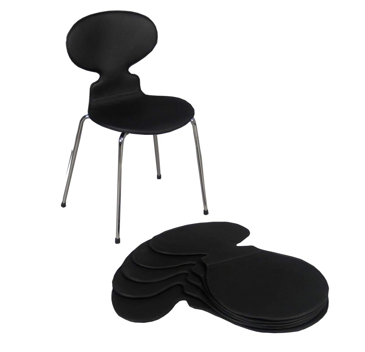 Funda de piel para silla Arne Jacobsen 7 pack de 6 unidades en color negro premium