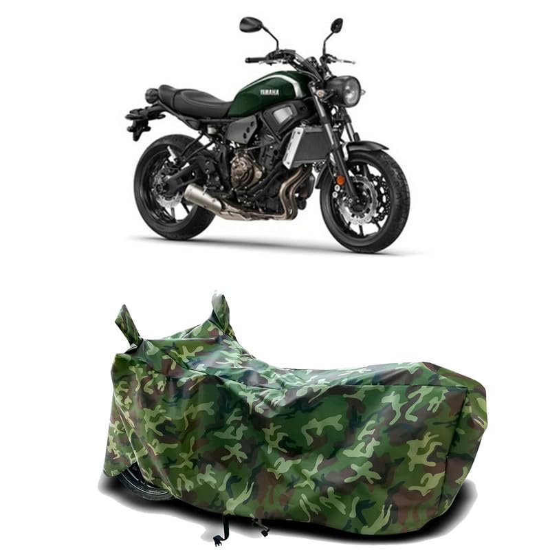 Image of DUFFEL-100% Heat Protection Two Wheeler Bike /Scooty Body Cover for Yamaha XSR300 Water Resistance /UV-Rays /Birds Dropping /Scratchproof /Dust Proof /Waterproof[Green Jungle Print]