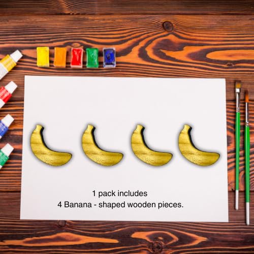 Holzmate DIY Wooden Fruit Fridge Magnets | Handcrafted Wooden Pieces with Pre-Attached Magnets | Ideal for Birthday Return Favours | Paints Not Included | Do It Yourself for Kids (4, Banana)