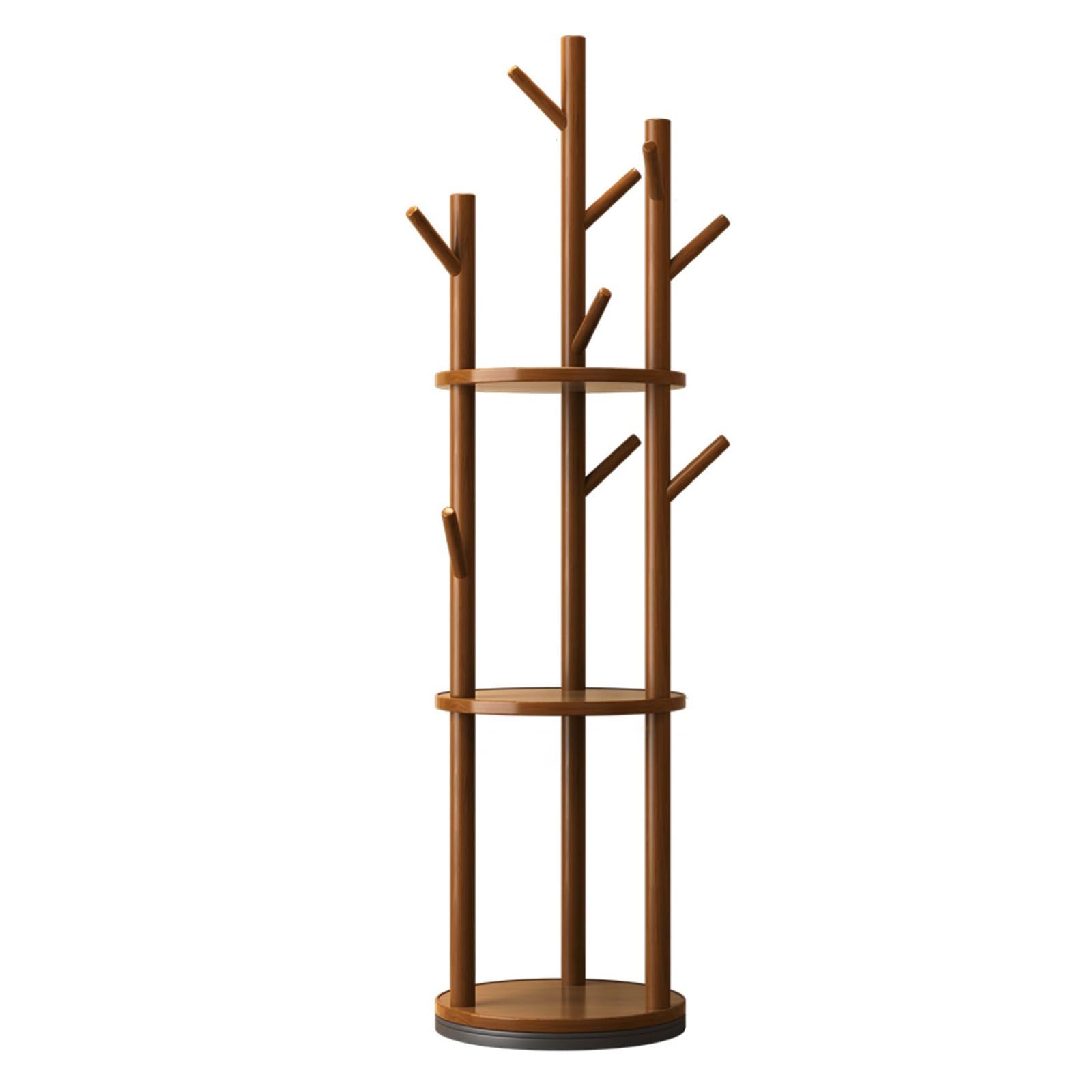 ZXTRYBHD Solid Wood Rotating Coat Rack, 3 Layer Coat Hanger Stand, Small Standing Coat Hanger for Living Room, Bedroom, Office, Hallway Etc