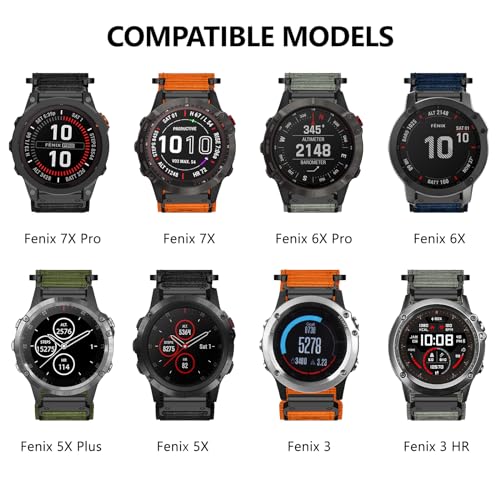 MYSNBKN 26mm Quick Fit Nylon Strap for Garmin Fenix 8 51mm/Fenix 7X Pro/Fenix 7X/Fenix 6X/Fenix 6X Pro/Fenix 5X/Fenix 5X Plus/Fenix 3/Fenix 3 HR - Image 4