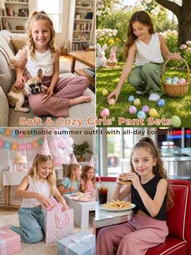 Image of Girls' Clothing Sets Sleeveless Bow Crop Top Wide Leg Linen Pants 2026 Summer Outfits Cute Kids Clothes
