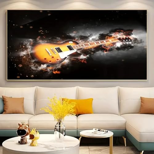 Affiche toile guitare abstraite pour salon moderne 75x150cm