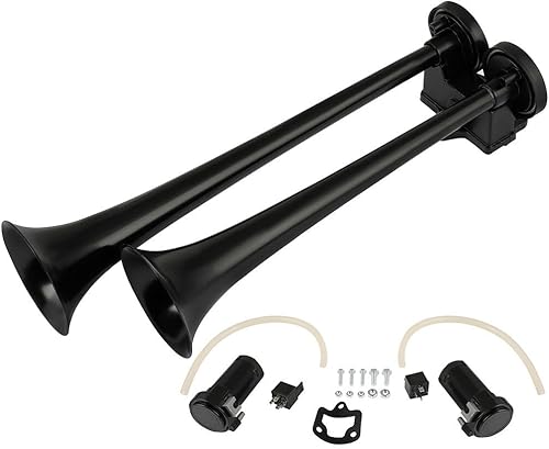 STAYTOP Kit de bocina de trompeta dual de 150 dB con 2 compresores, camión, tren, bocina de aire para automóvil, 12 V, para camiones, motocicletas,
