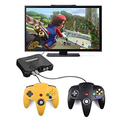 miadore 2 Packs Classic N64 Controller Joystick for N64 Video Game System N64 Console (Black and Yellow)