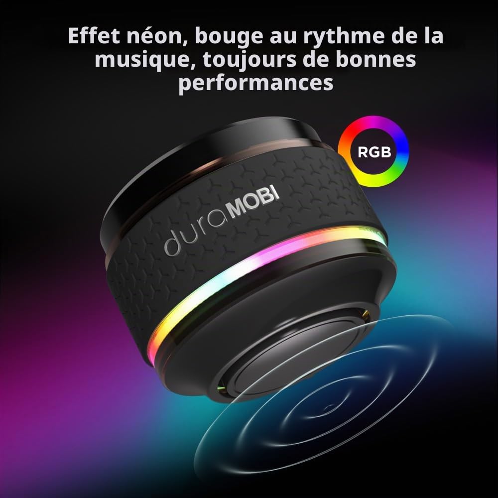 Mini haut-parleur sans fil BT à conduction osseuse, boîte de son portable, adsorption magnétique, lumière RVB, étanche IP54, haut-parleur portable créatif