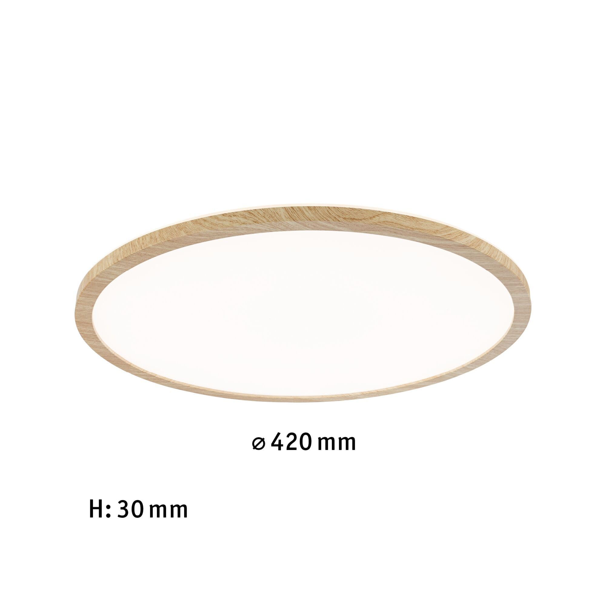 Paulmann 71029 Panel LED Atria Shine plafón con Backlight redondo IP44 22W 2300lm 420mm acabado madera plástico 3000K blanco cálido luminaria de baño