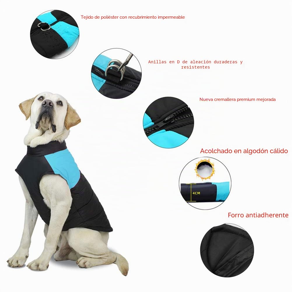 FEimaX Abrigo para Perro Impermeable Chaqueta Cálido de Invierno y Otoño, Ropa de Algodón para Perros Pequeños Medianos y Grandes Mascotas Chaleco de Cachorro y Gato para Clima Frio