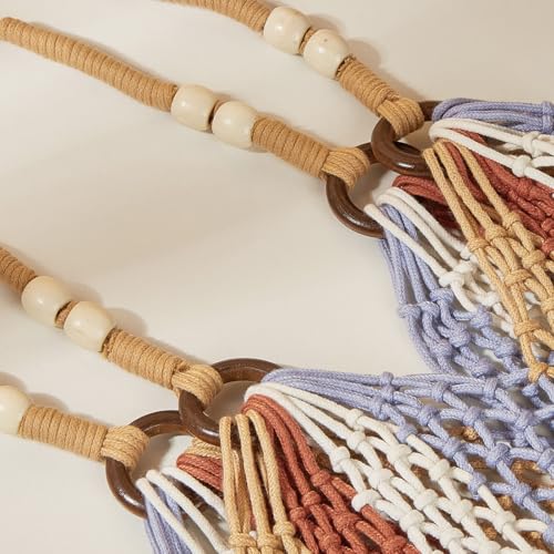 Image of GRPKSSIB Boho Beach Bags Knitted Tote Bag Bohemian Crochet Purse Handbags Summer Shoulder Bag Tassels for Women