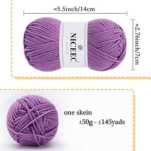 Image of NICEEC 300g Soft Assorted Colors Yarn - Sport Weight,100% Acrylic, 4 Ply, Bonbons Yarn for Crochet & Knit, DIY Project Starter Kit for Kids or Adults(Total 870yds) - Halloween