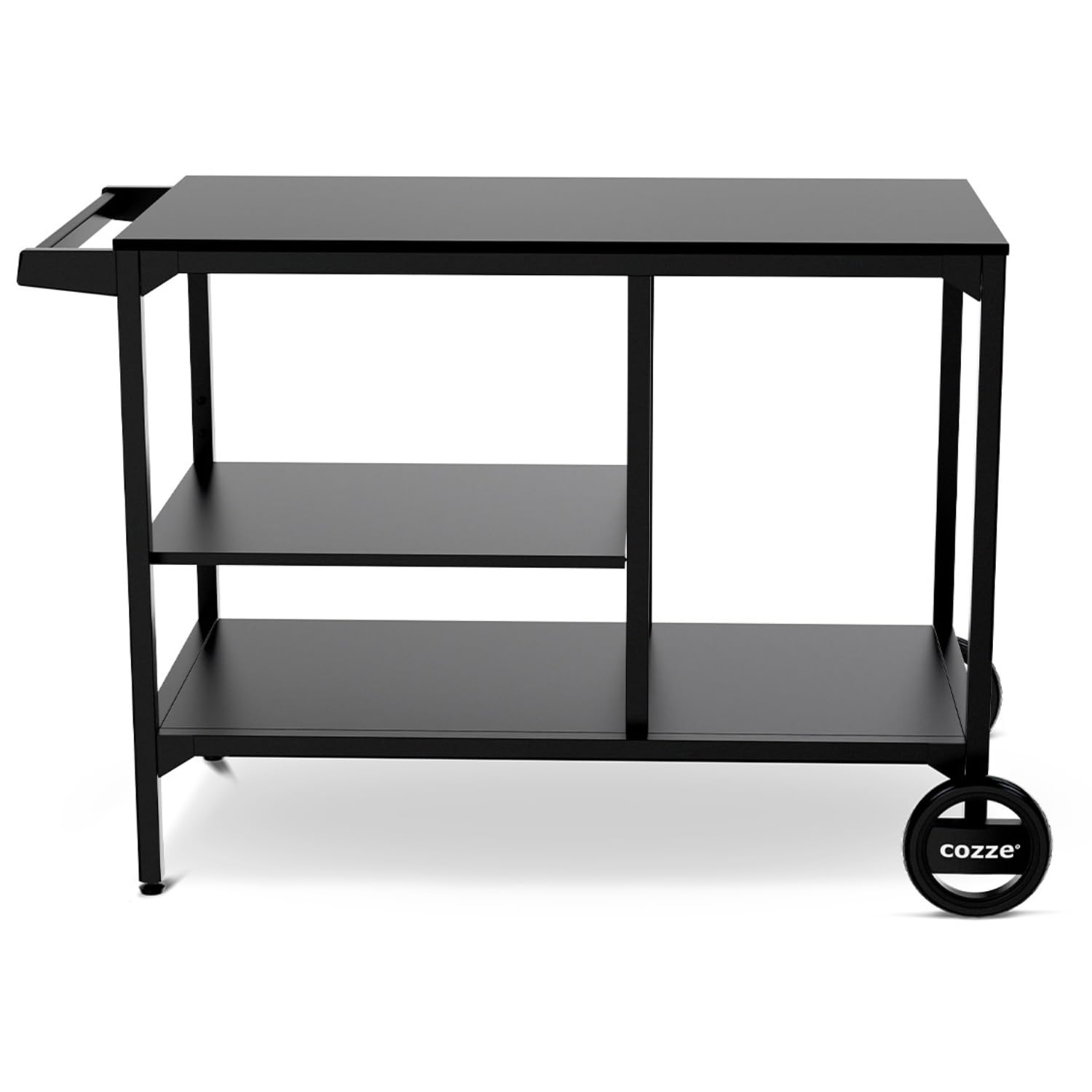 Cozze® BBQ Station Carro para Barbacoa 115 cm, Mesa Exterior de Acero galvanizado, Estante Ajustable 3 Niveles para Horno de Pizza, Ruedas Grandes y Patas Regulables, Carga máx. 100 kg
