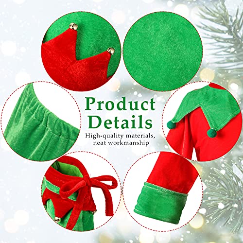 Kids Christmas Elf Costume Set Boys Elf Dress Up Xmas Suit Festive Outfit With Elf Hat Shoes Gold Buckle Belt (Medium) #TOP2