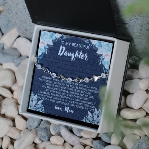 To My Daughter Bracelet From Mom And Dad With Heartfelt Message & Elegant Box, Valentines Gifts For Daughter, Jewelry Gift For Daughter From Mother and Father On Birthday, Graduation2