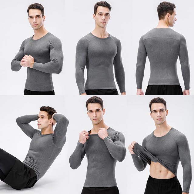 3-teiliges Langarmshirt, Kompressionsshirt für Herren, Sportshirt Langarm Funktionsshirt Atmungsaktiv Und Feuchtigkeitsableitend