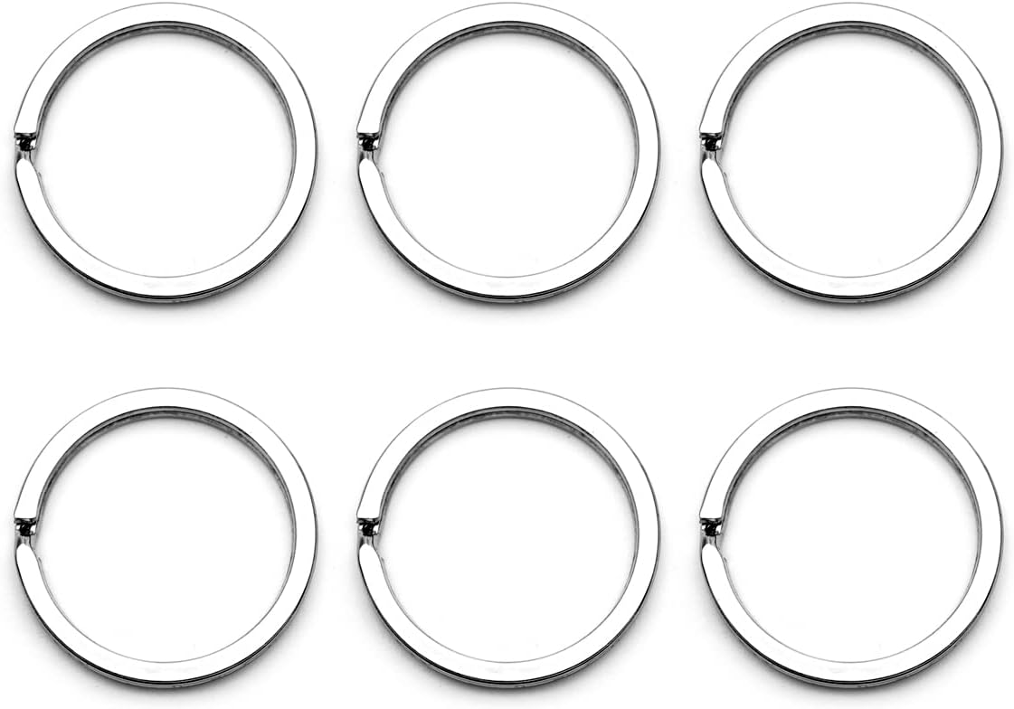CRAFTMEMORE 20pcs Key Rings Keychain Rings Metal Flat Split Rings for Car Keys Attachment DIY Leathercraft PTK1 (30 mm, Antique Brass)