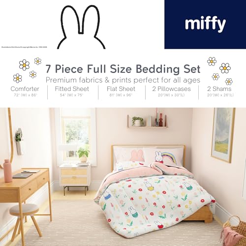 Image of Miffy Bedding 7 Piece Super Soft Cozy Reversible Comforter and Sheet Set with Sham, Full, (Officially Licensed Product) by Franco