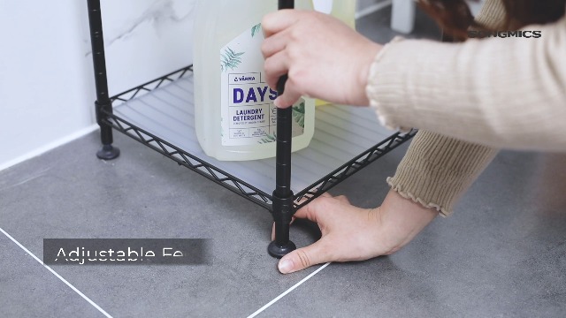 SONGMICS Badkamerrek, metalen staand rek, robuust, tot 100 kg belastbaar, met 5 PP-platen, met uitneembare haken, 30 x… - Image 8