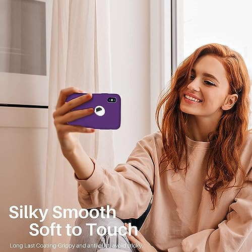 Image of DIZORO Liquid Silicone Soft Back Cover for iPhone X & XS Case, Shockproof Slim Camera & Full Body Protection Non Yellowing Cover with Microfiber Lining & Logo Cut (5.8 Inch) -Violet