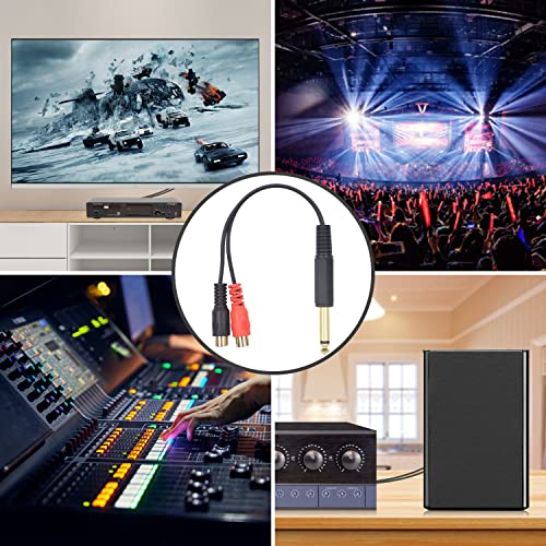 Cable audio mono TS de 6,35 a 2 RCA hembra para conectar estéreos 7