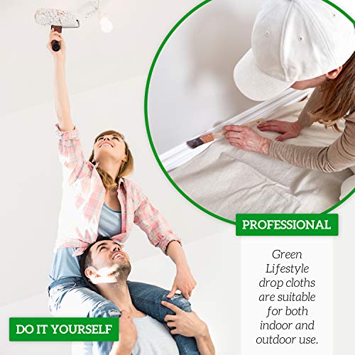 image for GREEN LIFESTYLE All Purpose Canvas Drop Cloths - Drop Cloth for Painti