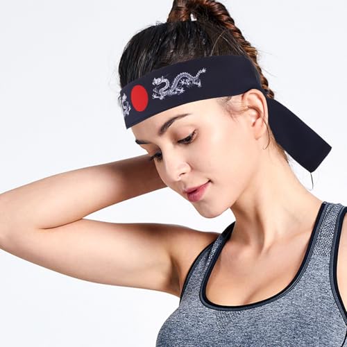 Pañuelos japoneses samurái azules pack de 4 diademas ajustables para karate 4