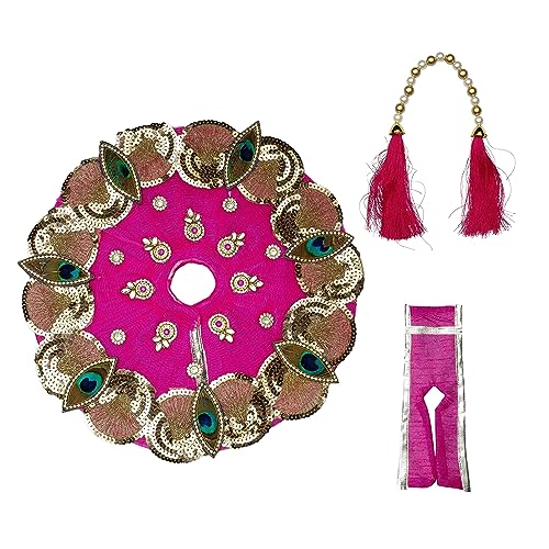 Vestido para estatua Lord Krishna con dupatta, 10 pulgadas, color rosa