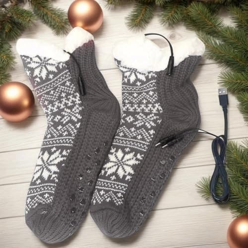 Calcetines térmicos para hombre y mujer con calefacción USB de punto 5