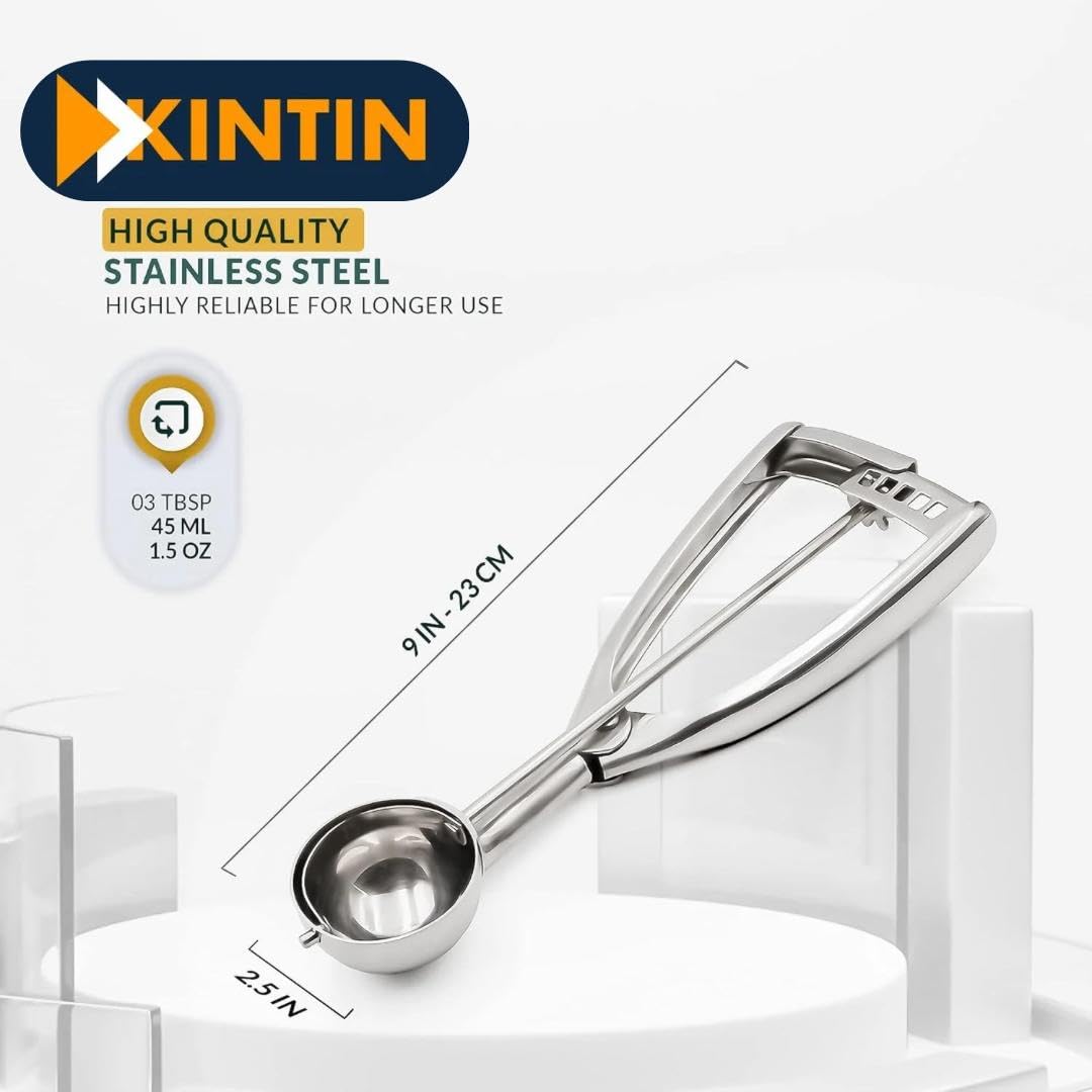 Paderno 41473-31 Ice Cream Scoop Versatile e Multiuso, Porzionatore Gelato, per Gelato Artigianale o Industriale, Diametro 30 mm, Argento