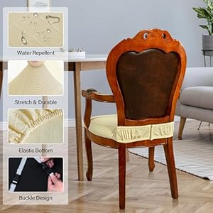 CZL Dining Chair Seat Covers Set of 6 for Dining Room Chairs with Armrest, Upgraded Zipper Dining Chair Slipcover Water Repellent, Washable Jacquard Stretch Dining Table Seat Covers,Beige,Set of 6 CZL Dining Chair Seat Covers Set of 6 for Dining Room Chairs with Armrest Upgraded Zipper Dining Chair Slipcover Water Repellent Washable Jacquard Stretch Dining Table Seat CoversBeigeSet of 6