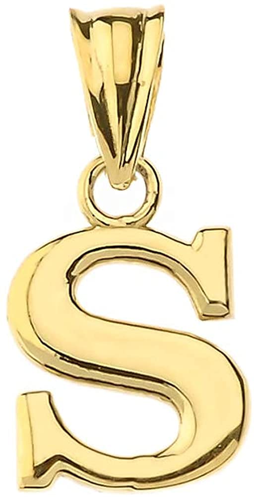 14K Yellow Gold Fine Mini Dangling Initial A-Z Charm