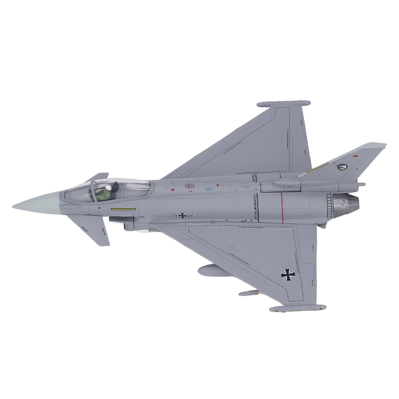 Modello di Aereo, Aereo da Caccia Eurofighter Typhoon EF2000 in Scala 1:100, Modello di in Lega con Espositore per la Decorazione della Tavola dell'ufficio Domestico da Collezione