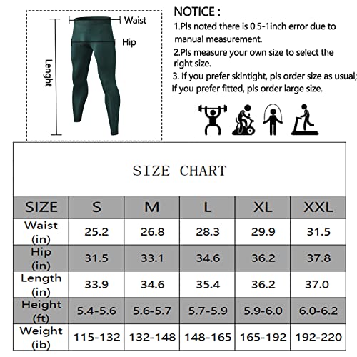 Wragcfm Men's Compression Pants Cool Dry Athletic Workout Leggings Running Active Sports Tights Base Layer(Dark Green, L) #TOP5
