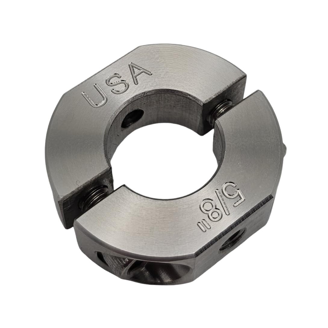 – 0.625" Bore Diameter – Mountable Clamping Two Piece Shaft Collar - 303 Stainless Steel (1 Pack)