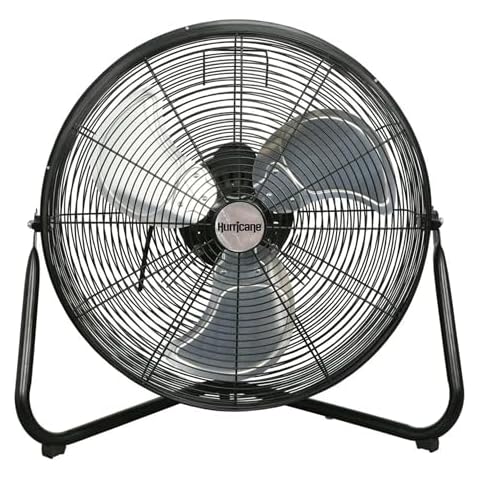 Hurricane Pro Series, 20 Inch High Velocity Heavy Duty Metal Orbital Floor Fan with 3 Adjustable Speed Settings and 360 Degree Oscillation, Black Cover