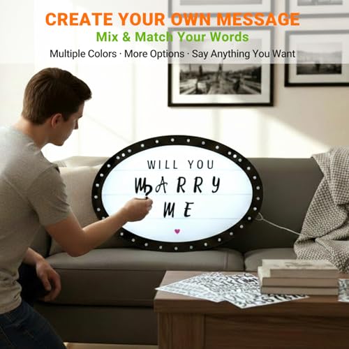 Image of Custom Bottle Service Sign for Wedding, LED Marquee Sign with Removable Letter Stickers, 20 Inch Classic Oval Light Up Sign for Wedding Reception Engagement Birthday Party Decor