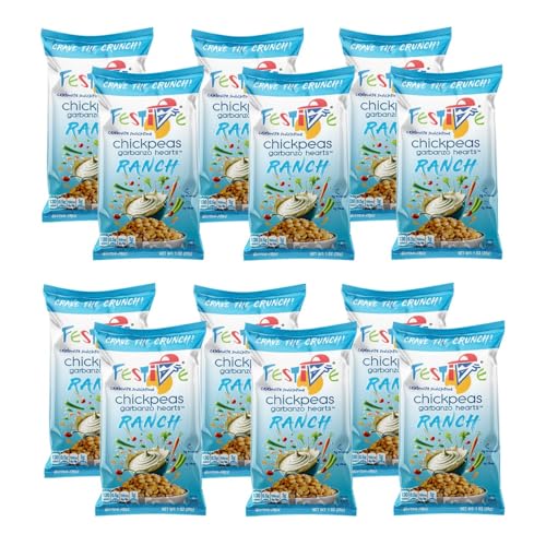 Image of Festive Chickpea Hearts - Crunchy Ranch Garbanzo Beans - Husk-Free Roasted Chickpea Snacks - Vegan Snacks with 5g Protein Per Serving Plant Based, Halal, Gluten Free, Dairy Free - 1oz 12 Pack