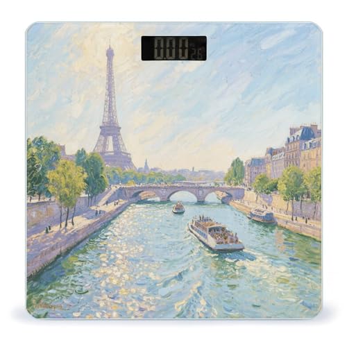 Báscula digital de baño con diseño Torre Eiffel y pantalla LED