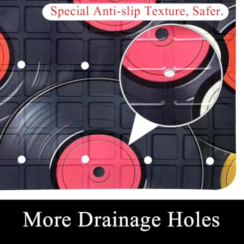 Tapis de bain vinyle rétro antidérapant long en PVC pour douche