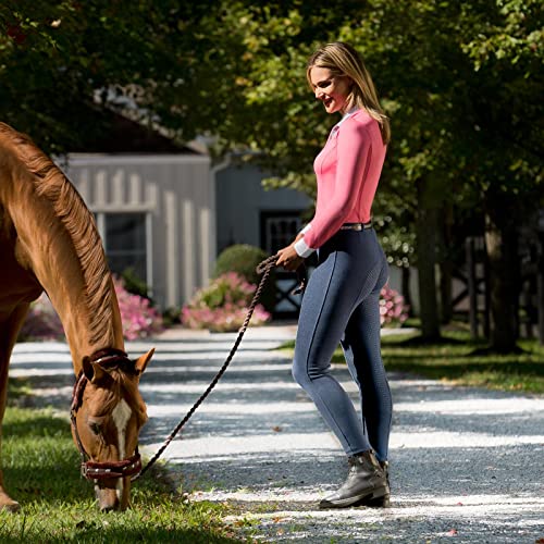 Horze Active Women's Horse Riding Silicone Grip Full Seat Breeches | Midrise Waist With Front Pocket - Peacoat Dark Blue - 22 #TOP4