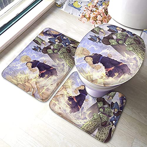 KINGAM Dra-go-n_Ba-ll - Juego de alfombrillas de baño (3 piezas, antideslizantes, absorbentes y...