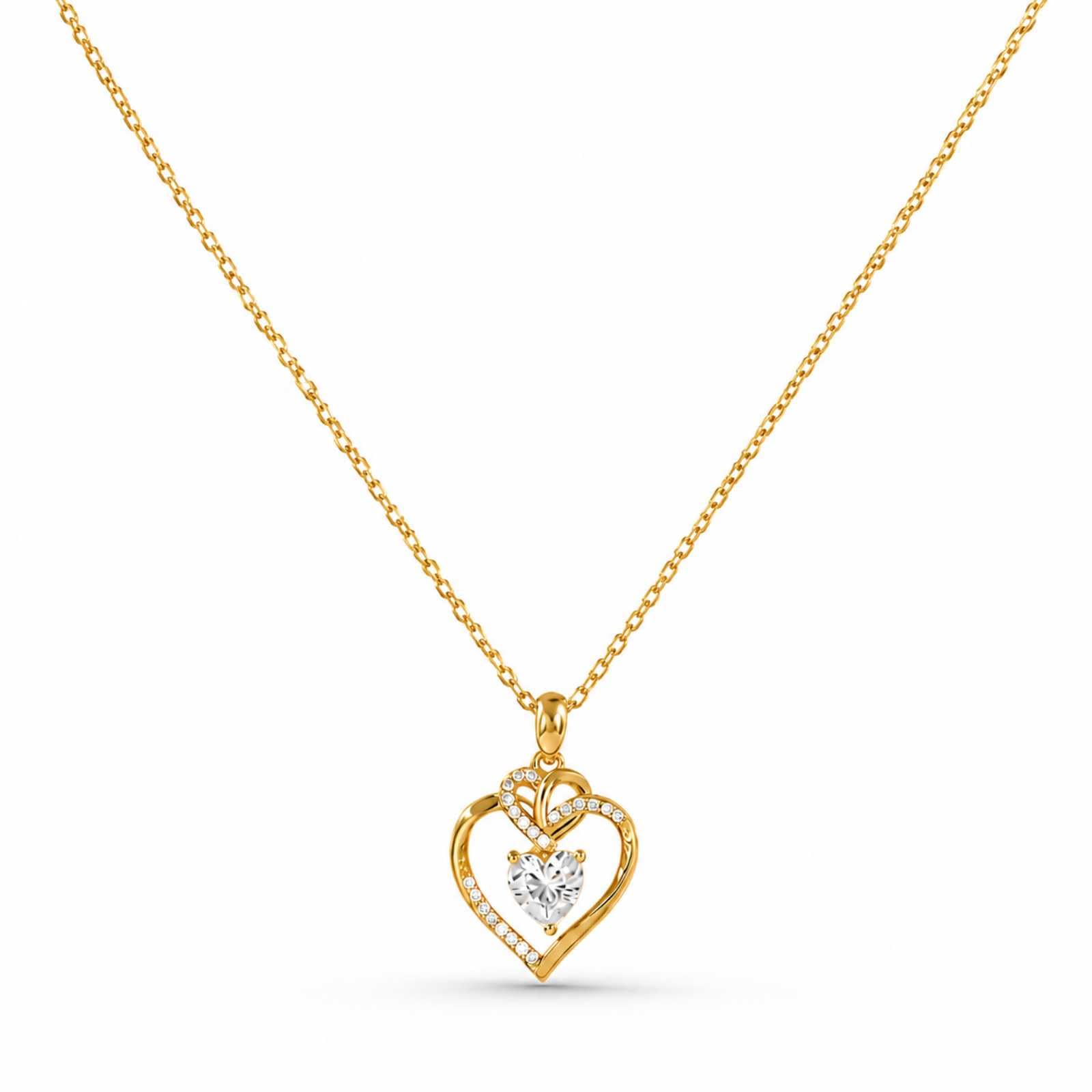 925 Hallmark Silver Classic Twist Heart Gold Plated Pendant-image-4